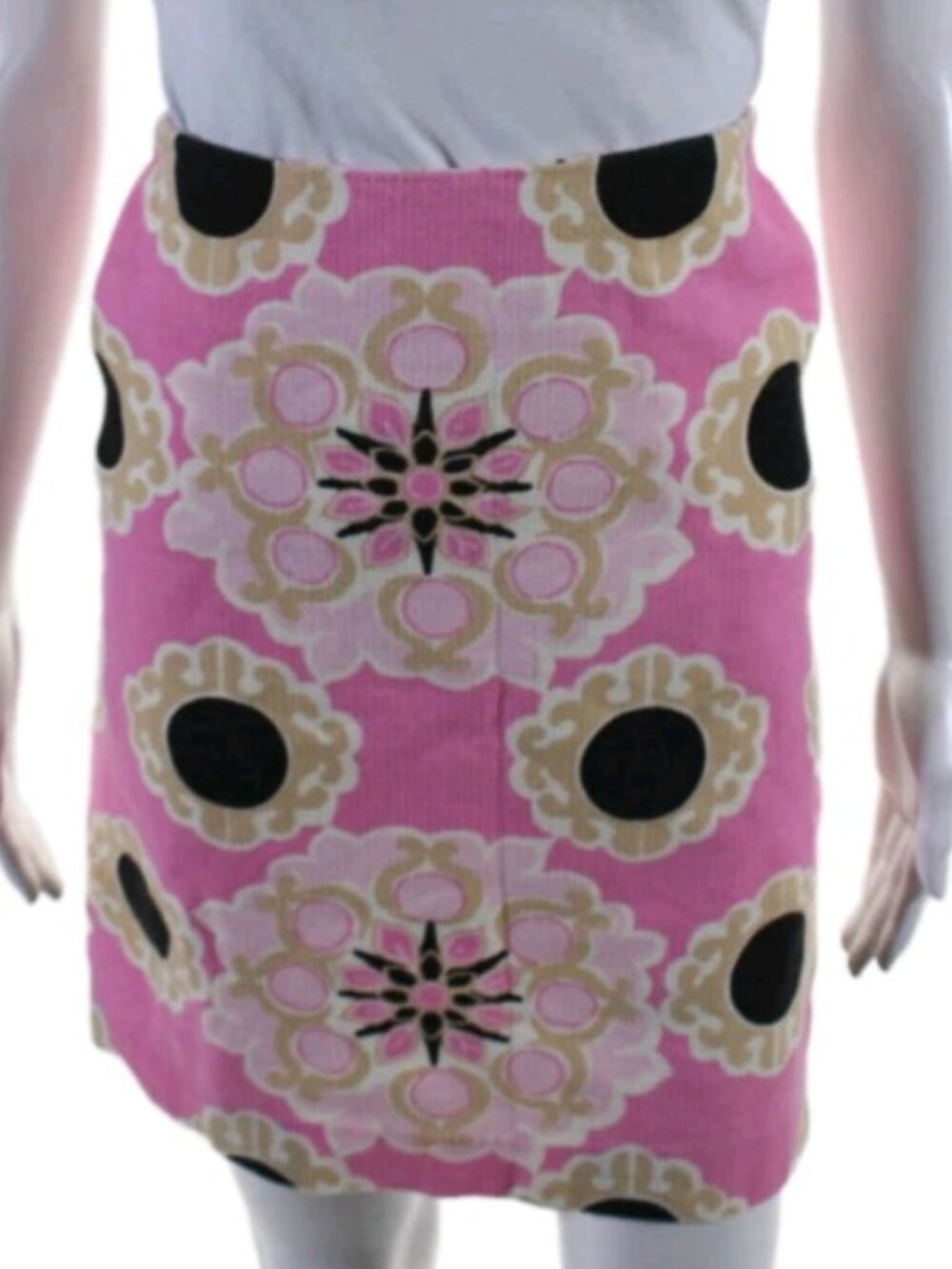 Lilly Pulitzer Womens Cotton Side Zip Floral Medallion Print Skirt Pink Size 4 - Picture 2 of 8